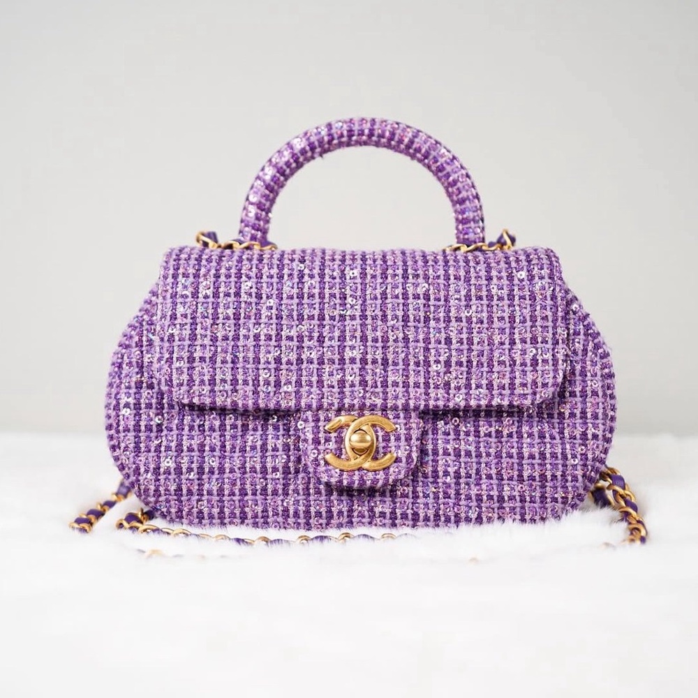 Chanel Lavender Tweed Crossbody Bag